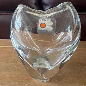 Blenko Glass heart shaped bud vase. Perfect condition.